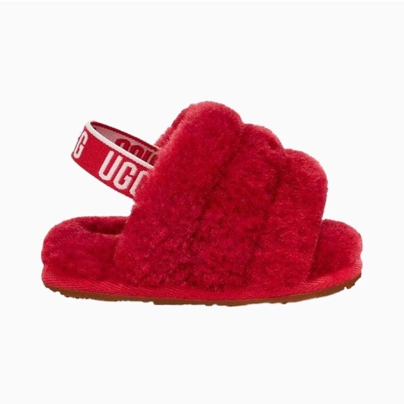 UGG Fluff Yeah red slipper slides Baby Toddler Size 6 - Picture 1 of 15